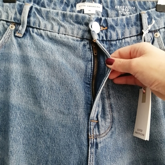 NWT Good American Plus Size Good Petite 90s Mid Rise Baggy Straight Jeans 18 - Picture 8 of 16